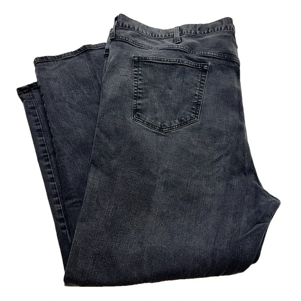 Creamier Premium Denim Relaxed Straight 50/32 Jeans Grey Black Washed Men's